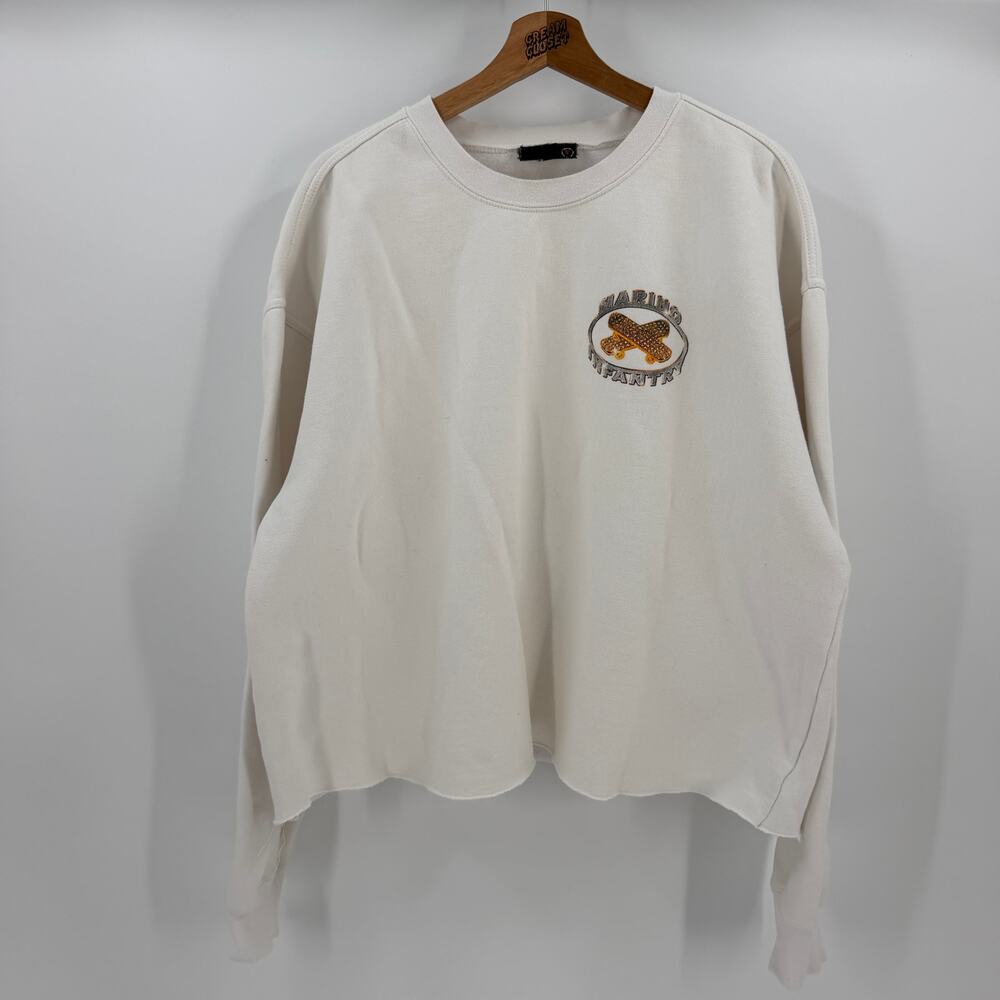 VLONE x Marino Infantry Diamond Iced Out Staple Logo V Cropped Crewneck Size L